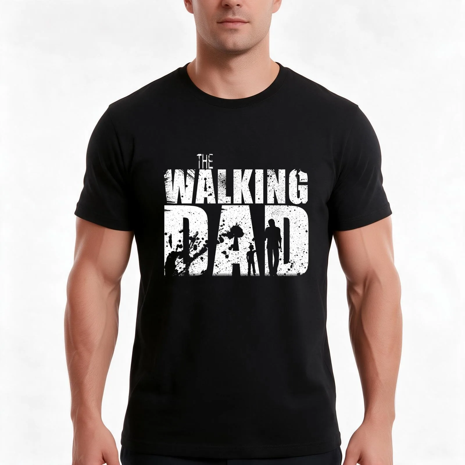 The Walking Dad Cool TV Shower Fans Design T-Shirt, Summer Casual Cotton Tee, Oversized Streetwear Tops, Vintage Graphic Print