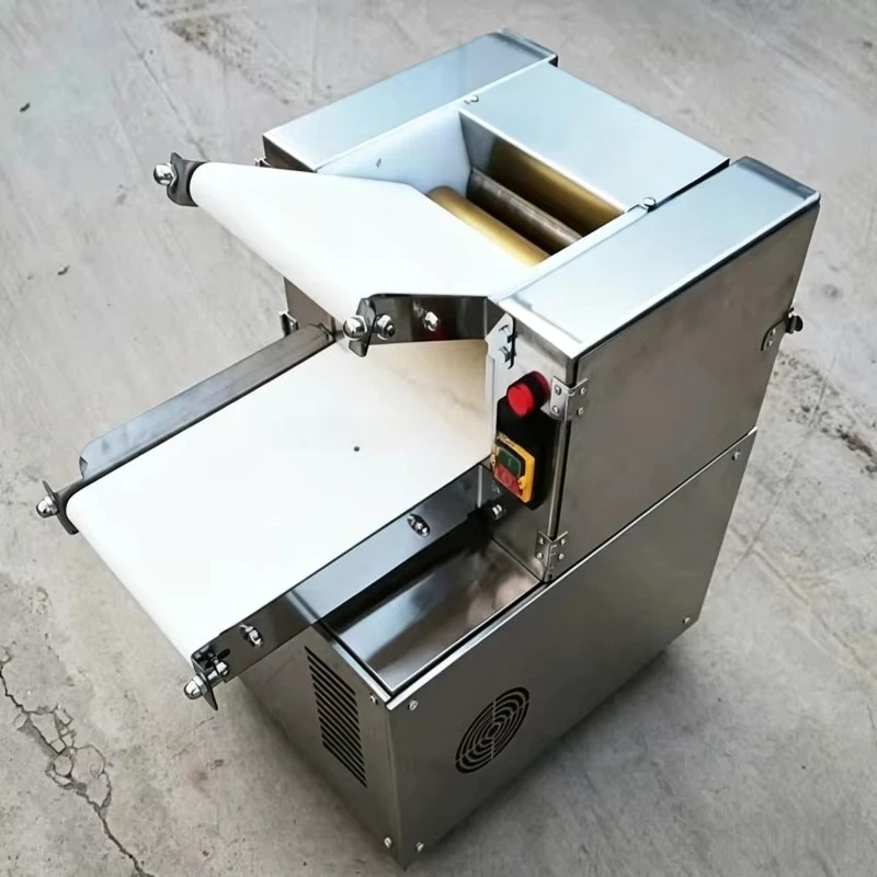 Automatic Pizza Dumpling Bread Noodle Dough Press Maker with Conveyor Belt Adjustable Thickness Electric Dough Sheeter Machine