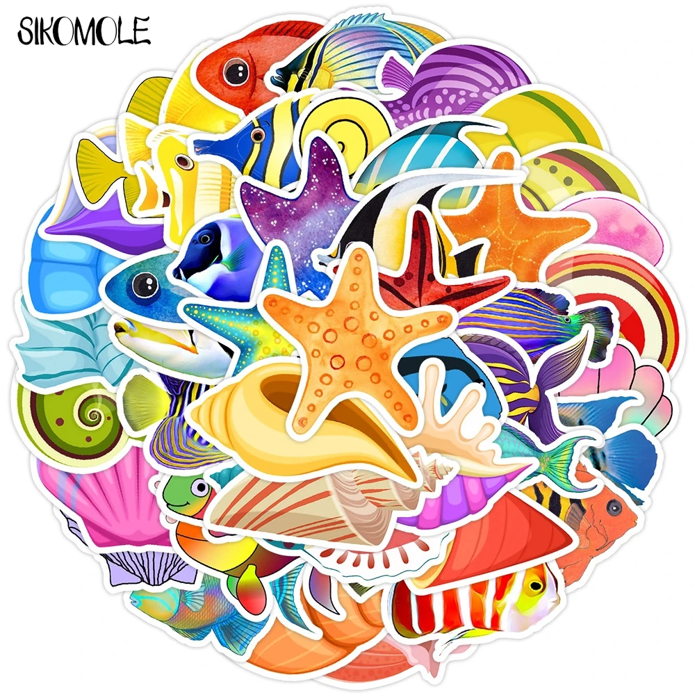 10/30/50PCS Cute Fish Stickers Animals Hand Account Material Mobile Phone Laptop Luggage Skateboard Waterproof Graffiti Stickers