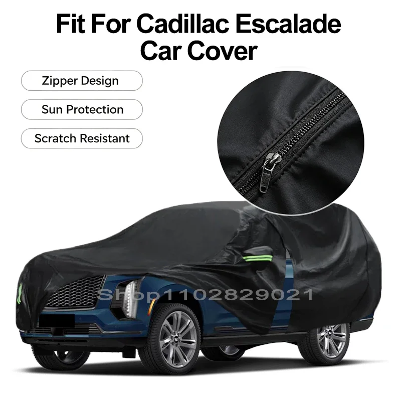 Zipper Door Waterproof Car Cover For Cadillac Escalade Windproof Dustproof UV Protection All Weather Auto Protector