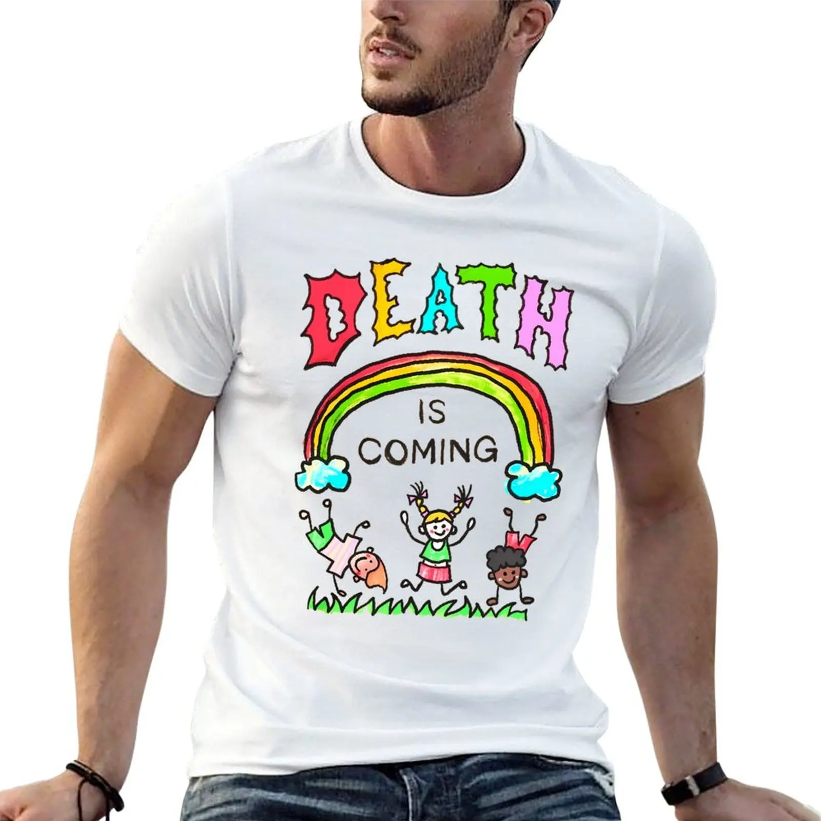 Death Is Comming T-Shirt Basic Simple Casual Short Sleeve Tee
