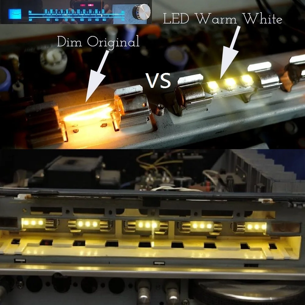 مصباح فتيل ليد ، موالف وجه للاتصال الهاتفي ، مصابيح خلفية لمارانتز ، سانسوي ، كينوود ، فيشر ، رائدة ، والعديد من أجهزة الاستقبال الاستريو القديمة الأخرى ، AC8V