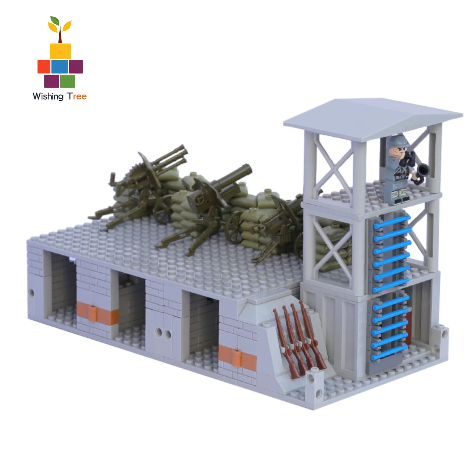 

Creative Small Building Blocks Military Toy for Boys, Movable Rotatable Guerrilla Artillery Position Model Set