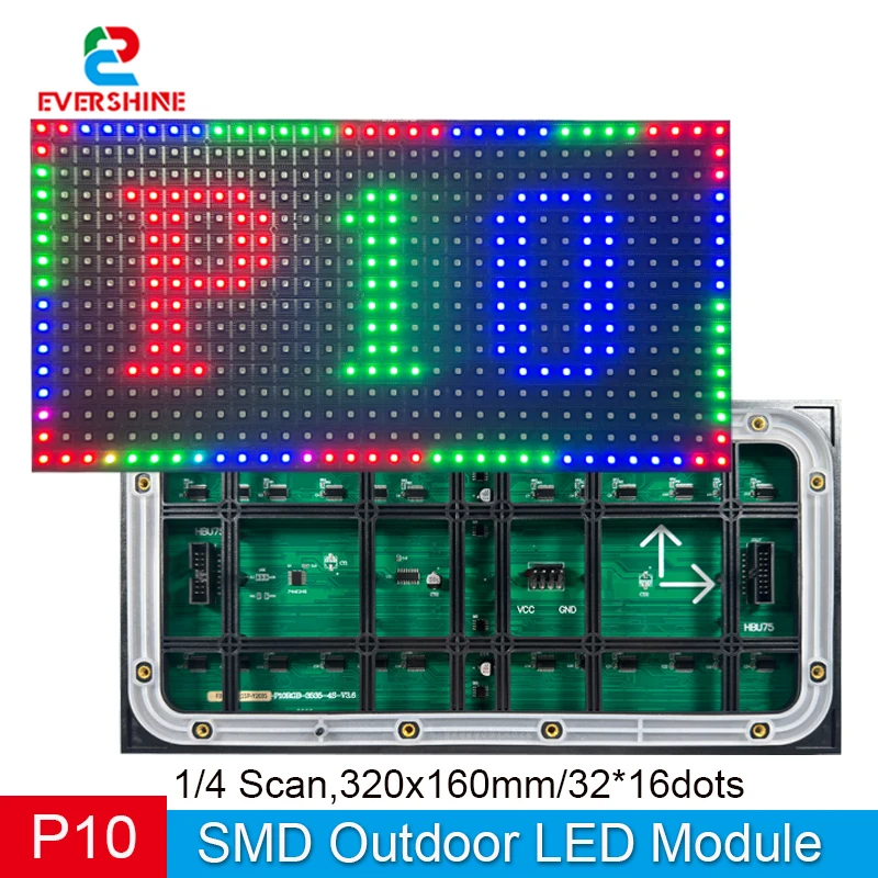 Outdoor Full Color LED Display Module SMD3535 P10 RGB Advertising Panel 320x160mm for Shopping Mall