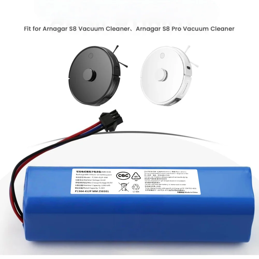 

14.4V 5200mAh Li-ion Battery for Xiaomi Lydsto R1 Viomi S9 Roidmi Eve Plus Robot Vacuum Cleaner Battery Pack18650 Li-ion Battery