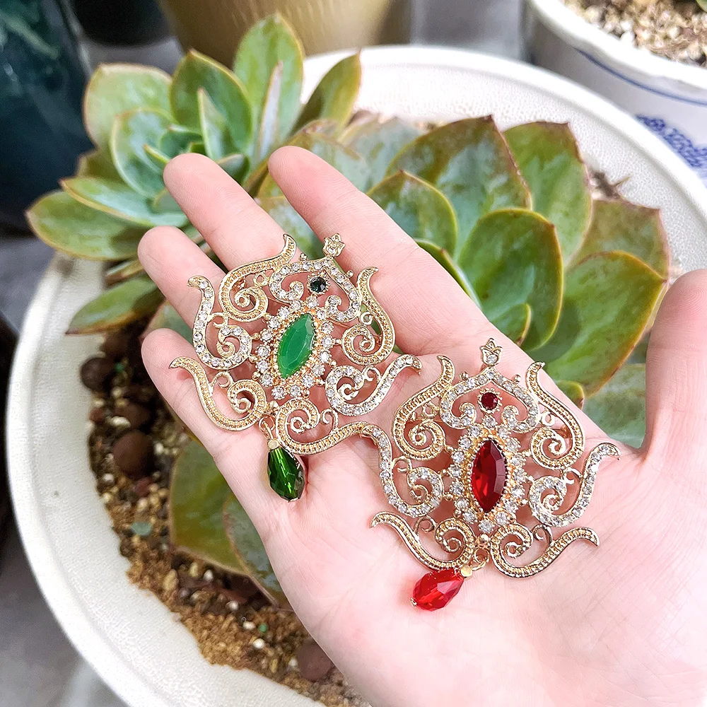Sunspicems 18K Gold Color Crystal Brooches For Women Algeria Morocco Caftan Brooch Bride Wedding Bijoux Baroque Flower Jewelry