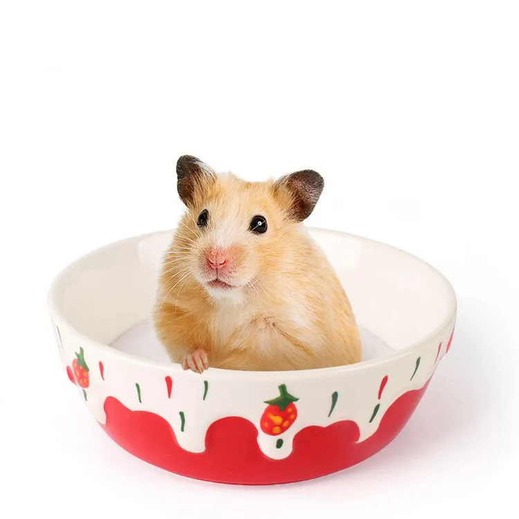 Hamster ceramic food bowl large size golden bear rabbit Totoro hedgehog guinea pig anti rollover and splash food bowl view 2
