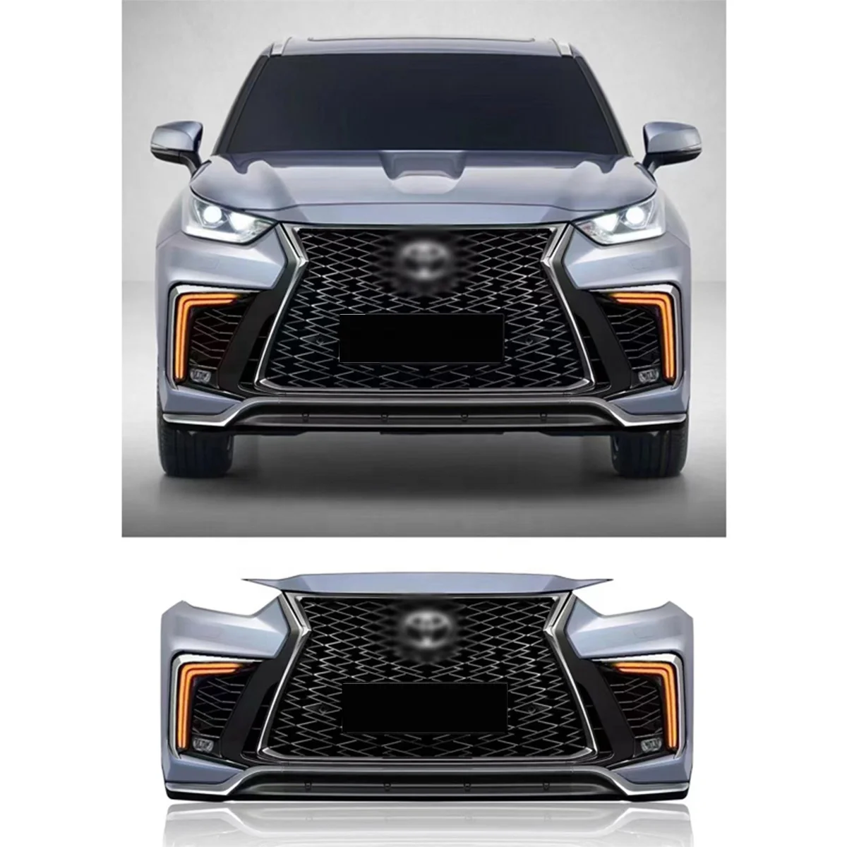 

Auto Car Front Bumper Body Kits for Toyota Highlander 2021 2022 PARTS Plastic Material upgrade lexus LX600