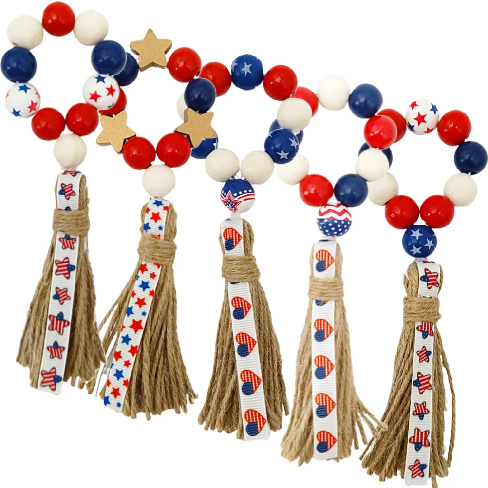 

5 Pcs Napkin Ring Decoration Wood Holder Buckle Beaded Rings Clips Holders Desktop