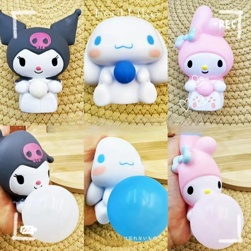 

Sanrio My Melody Decompression Toys Anime Action Figure My Melody Cinnamoroll Cute Rubber Doll Q Figural Children Birthday Gifts