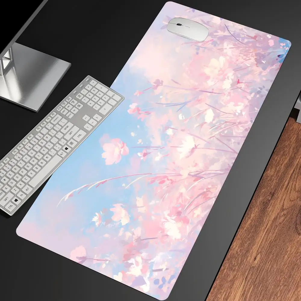 Flowers Sky Pastel Mousepad Pc Accessories Desk Interior Gaming Mats Playmat Carpet Mouse Mat Office Decor Gamer Decoration