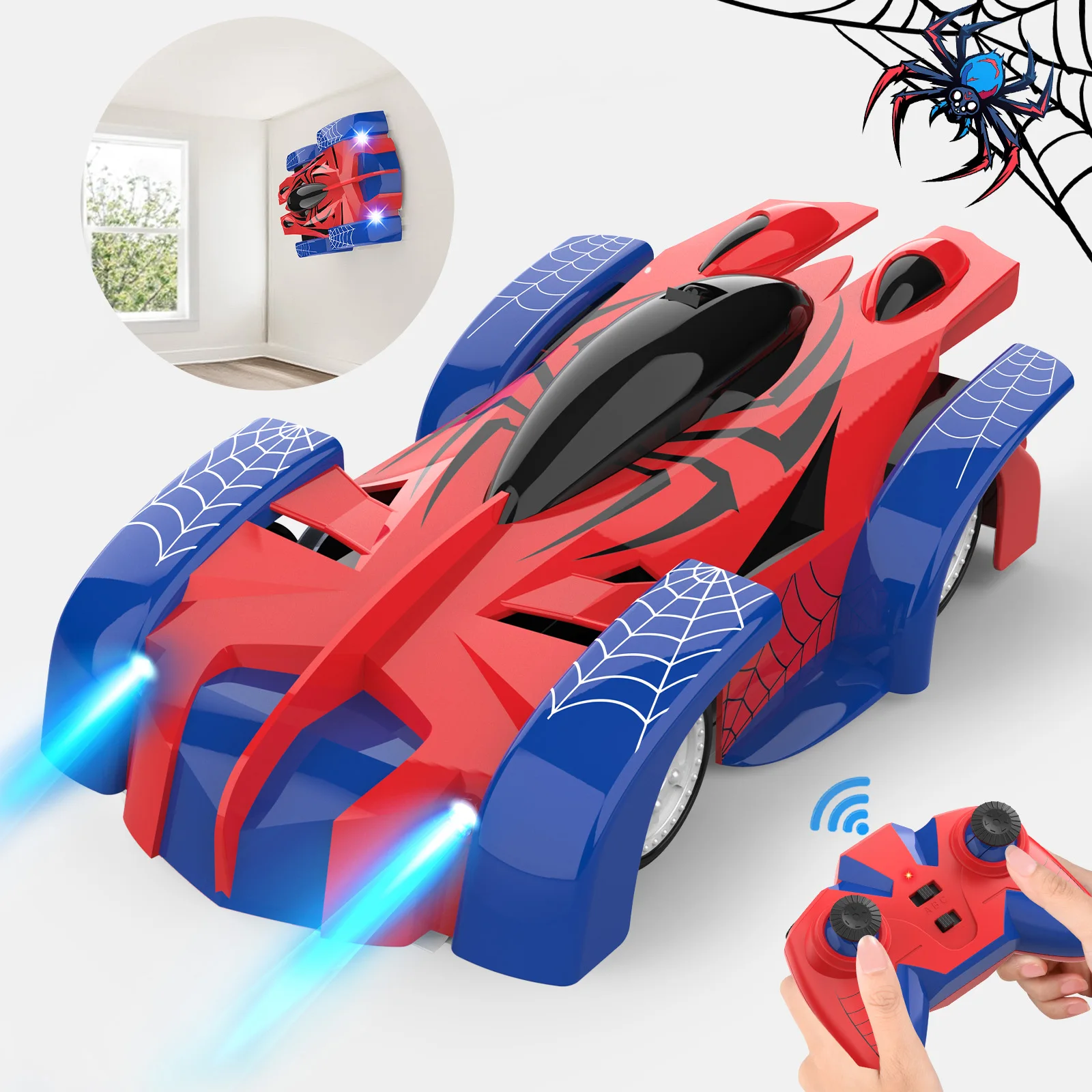 Spider Toy Wall Climbing Remote Control Car Kids RC Drift Toy Cars 2.4GHz 360°Rotation with LED Light Boys Girls Birthday Christmas Gifts