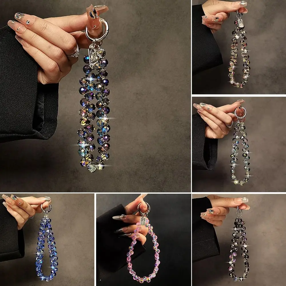 Stylish Glitter Crystal Bead Pendant Transparent Colorful Crystal Bead Keychain Detachable Bag Pendant for Women Girls