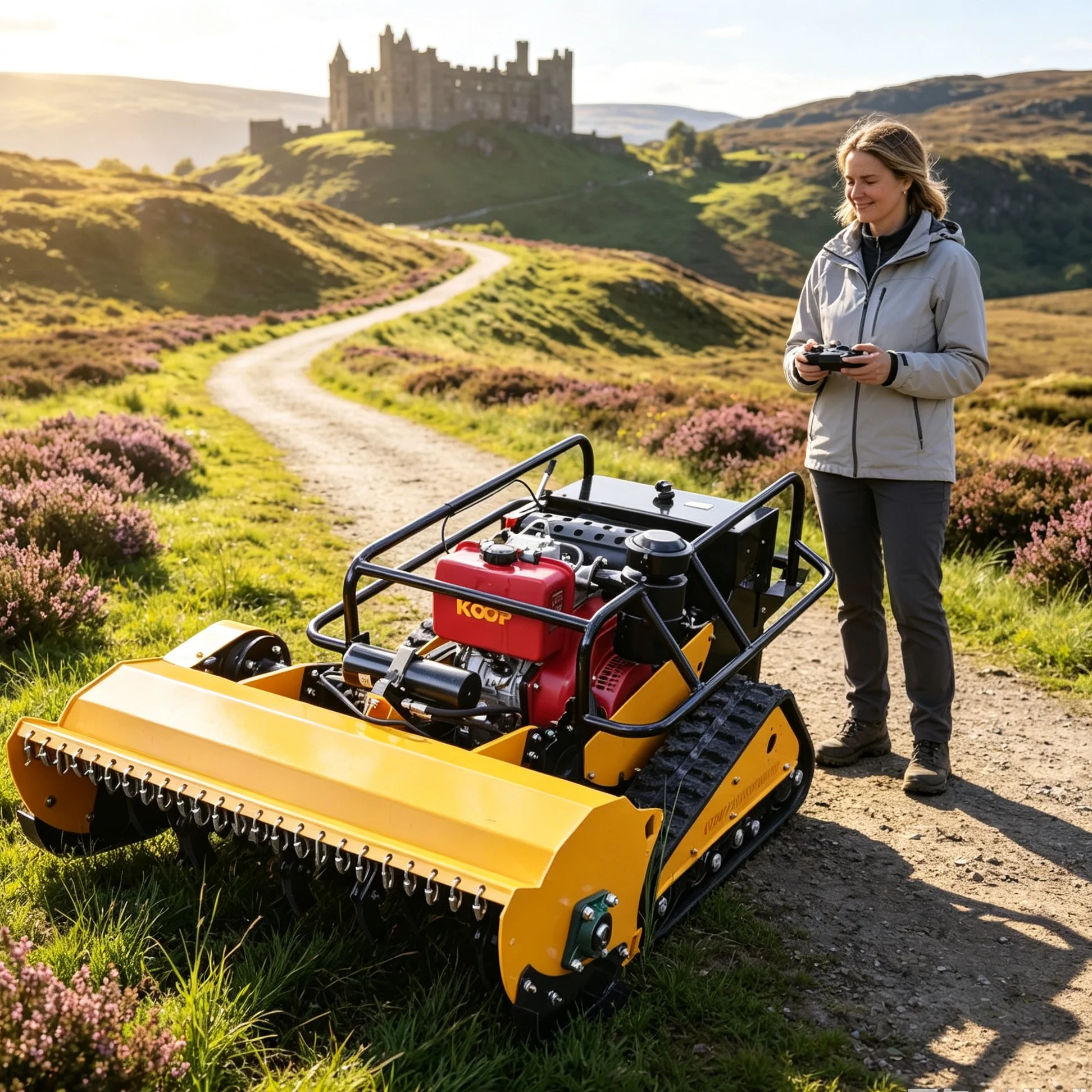 Customized 800SPro Zero-Turn Robot Lawn Mower with Upgradable GPS System, Stable Power Output Trims Grass beside Rural Roads