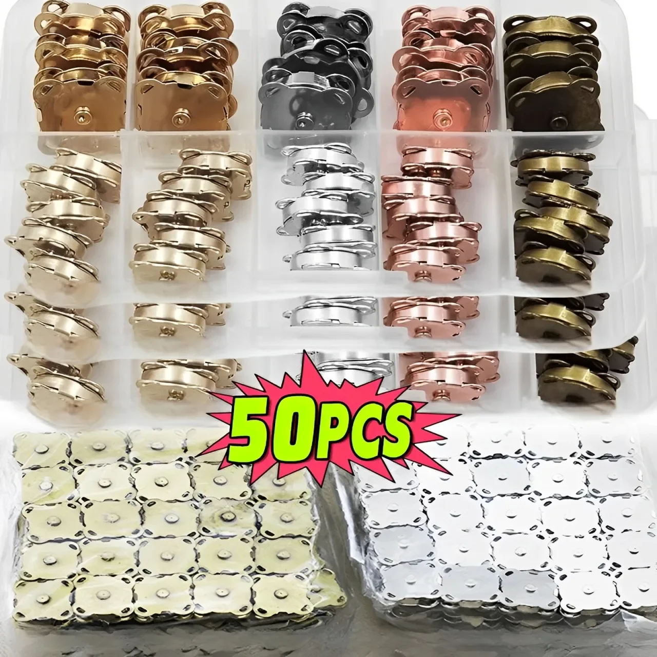 50set Magnet Buckle Metal Snap Fasteners Buttons DIY Sewing Garment Accessories Materials Wallet Craft Bags Buckle 14mm-18mm