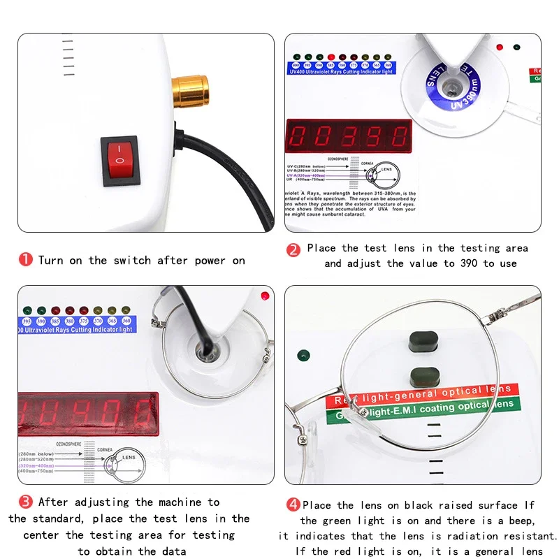 Glasse Sunglasses UV Protection Test UV400 Tester Measurer Lens Radiation Resistance Test Multifunctional Glasses Equipment