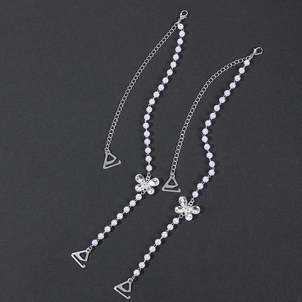 Butterfly Crystal Crystal Bra Shoulder Straps Intimate Accessories Decorative Pearls Shoulder Straps Anti-slip Buckle Belt