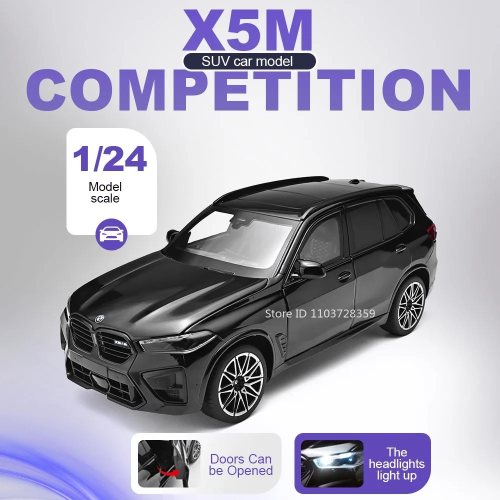 

1:24 Alloy Model X5M 530LI Toy Cars Metal Diecast Shock Absorption Sound Light Doors Opened Simulation Vehicles Home Decoration