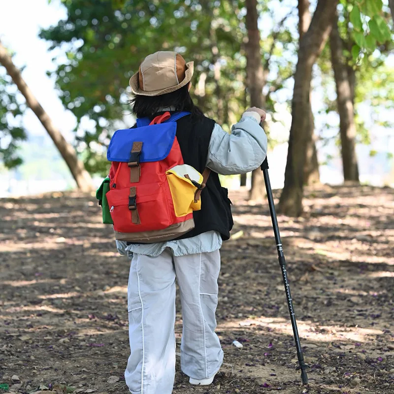 

Легкий детский нейлоновый рюкзак с замком, множеством карманов и цветными вставками, спортивный рюкзак для походов в горы.