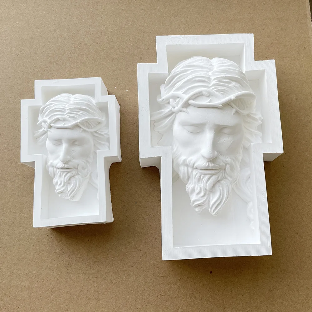 Jesus Cross Statue Silicone Mold Unique Bust Sculpture Soy Wax Candle Mould Greek Mythology resin mold gypsum mould