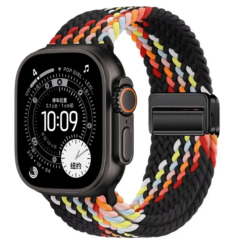 Nylon-Geflechtarmband für Apple Watch Ultra 3 2 49mm 11 10 46mm 42mm 9 8 7 45/41mm Magnetisches Armband iWatch 6 5 SE 44/40mm Correa