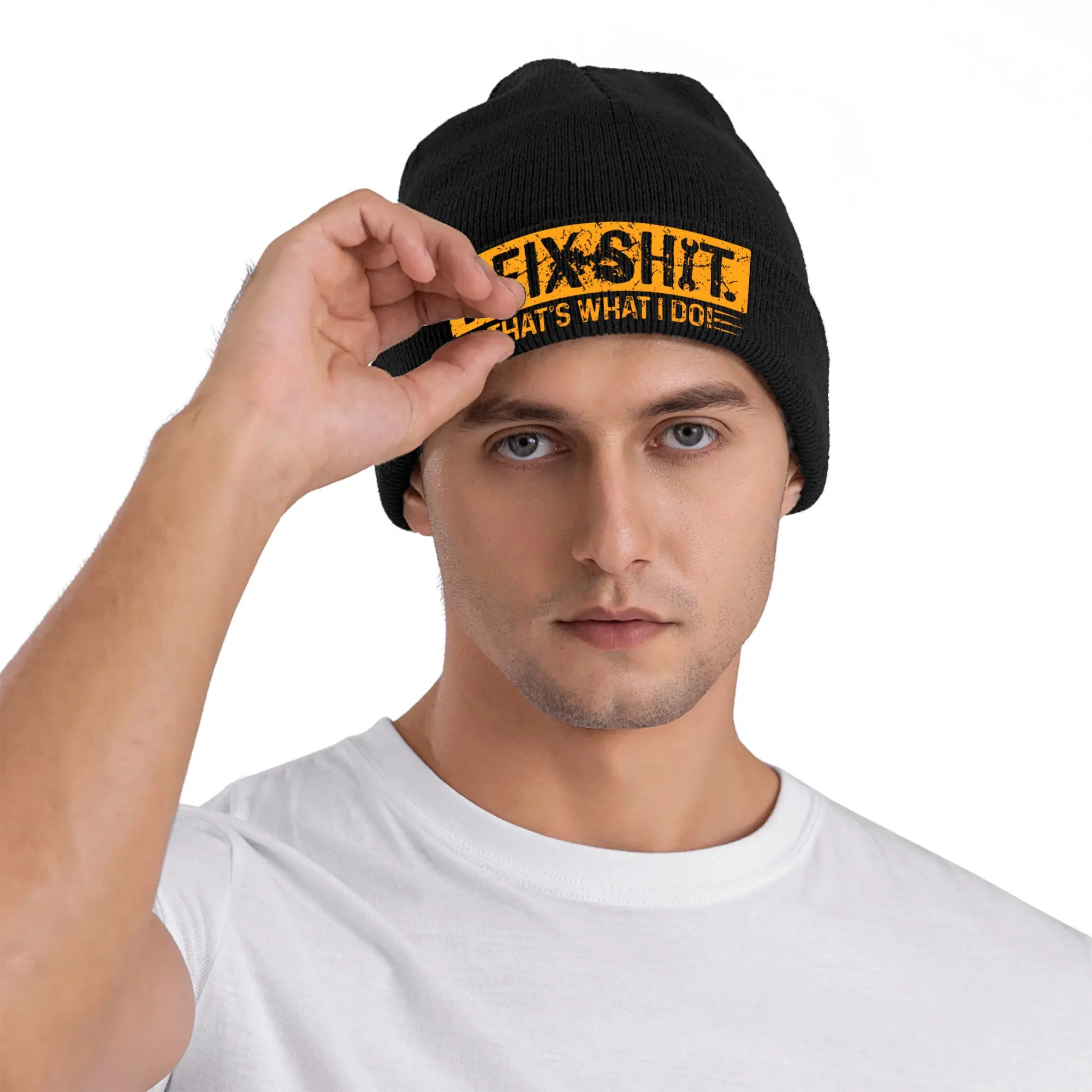 I Fix Shit That What I Do Beanie Hats  Skullies Beanies Men Women Casual Thermal Elastic Caps Autumn Kpop Pattern Bonnet Hats