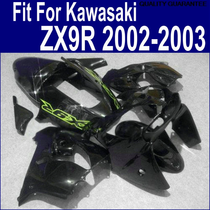 

All Fitment plastic fairing kit for Kawasaki ZX9R 02 03 glossy black fairings set ZX9R 2002 2003 EO21