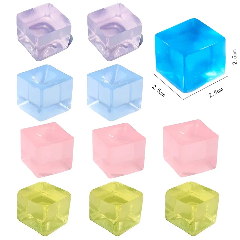 5Pcs Squishy Ice Cube Fidget Toy For Autism Anxiety ADHD Anti Stress Squeeze block Party Favors Gifts Kids And Adults