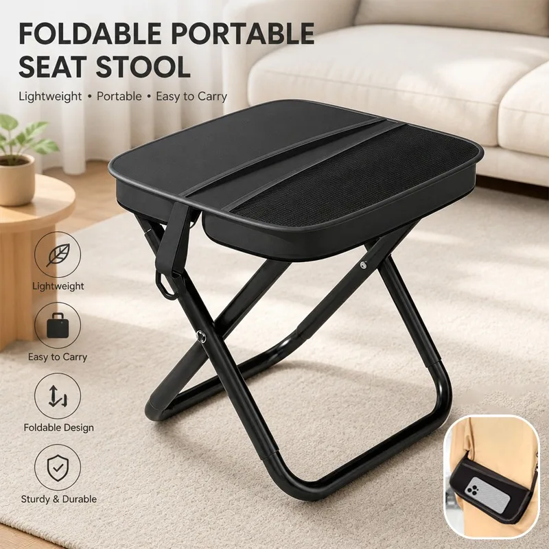Foldable Collapsible Portable Seat Stool with Carry Bag Light Mini Folding Chair for Outdoor Travel Public Transport Camping