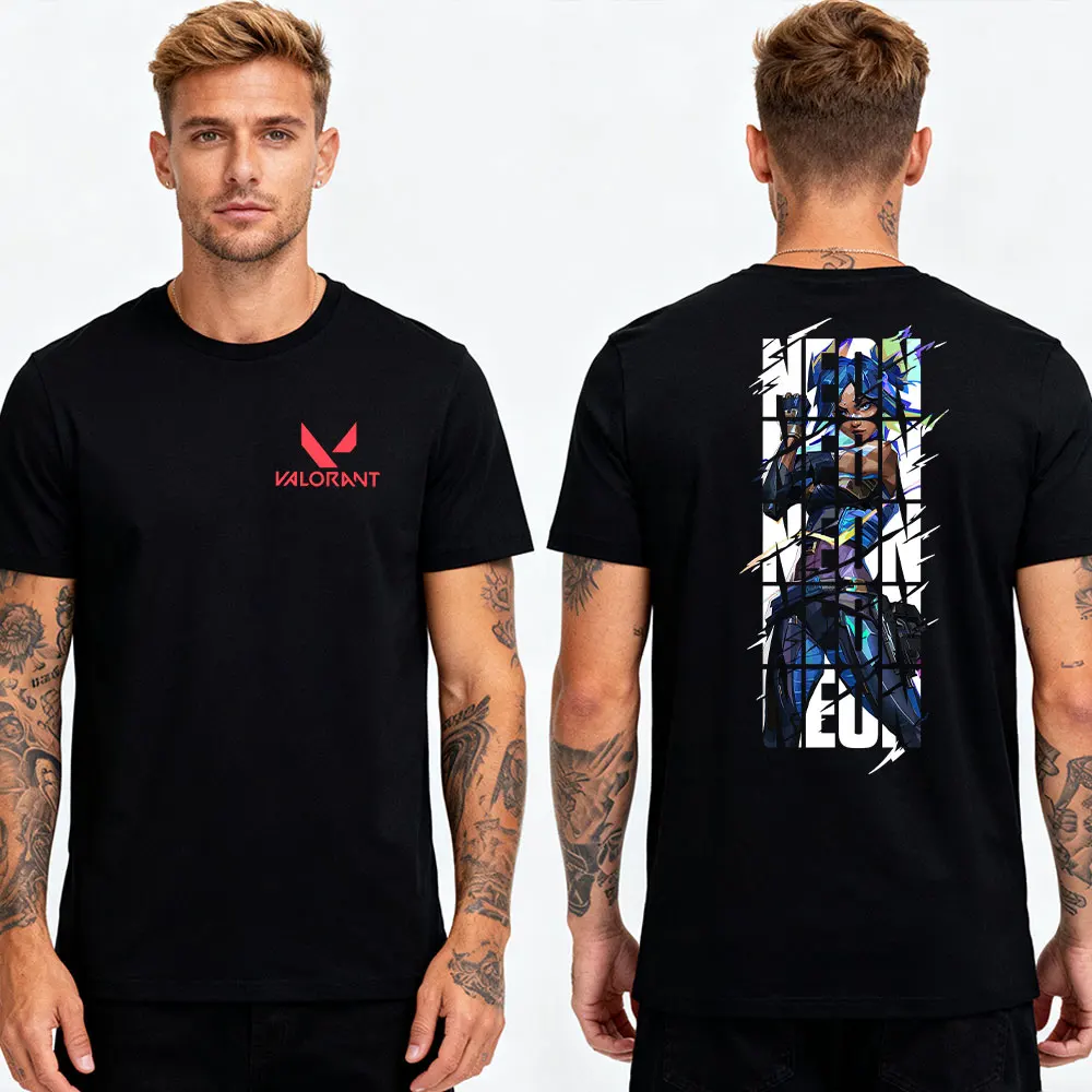 

Valorant Neon Game Новейшая футболка для мужчин Shy Fade Базовая футболка в стиле хип-хоп для бойфренда Подарки на день рождения Топы с героями мультфильмов с короткими рукавами для женщин