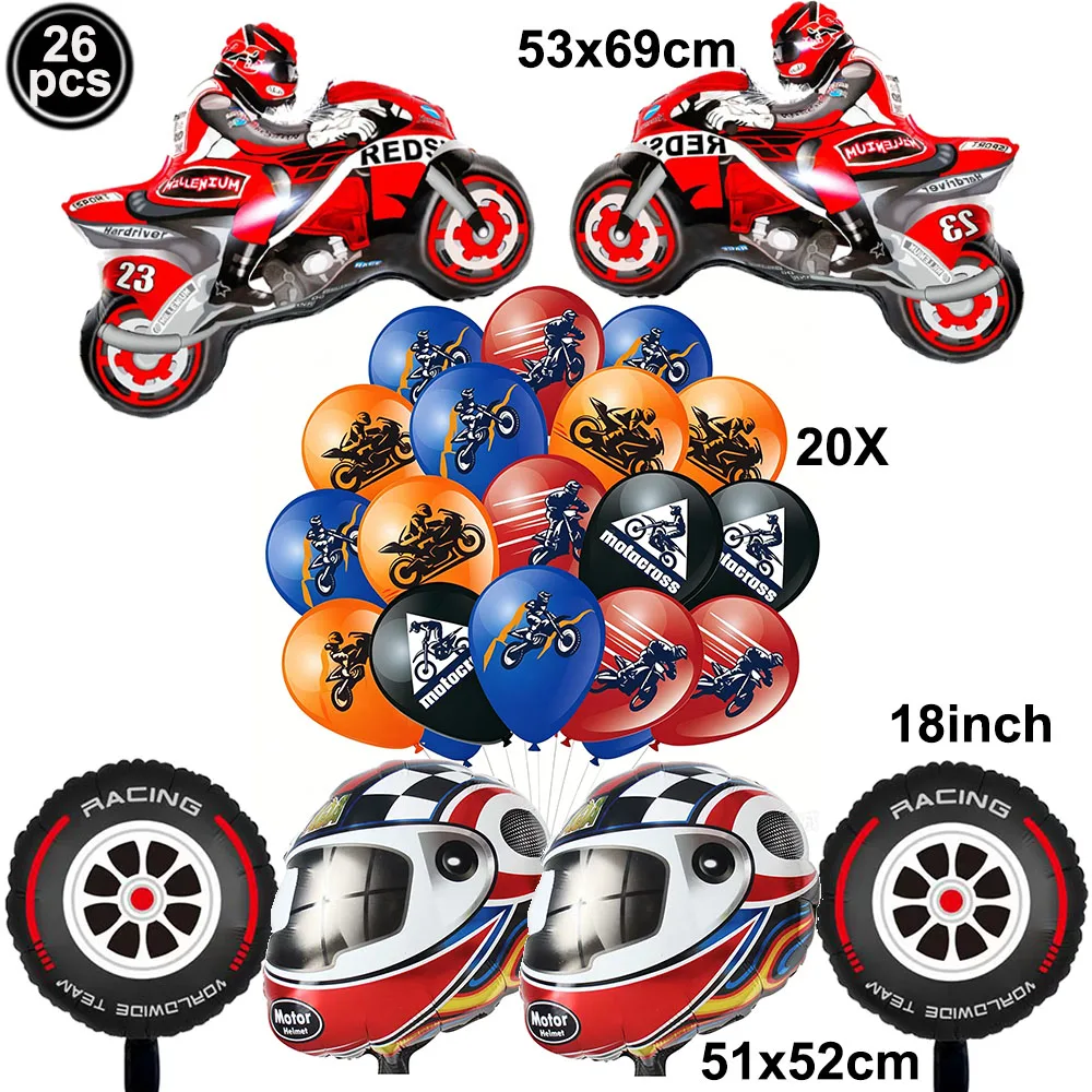Racing Motorcycle Balloon Set  - đánh giá và giá Lighting Mcqueen Birthday Decor