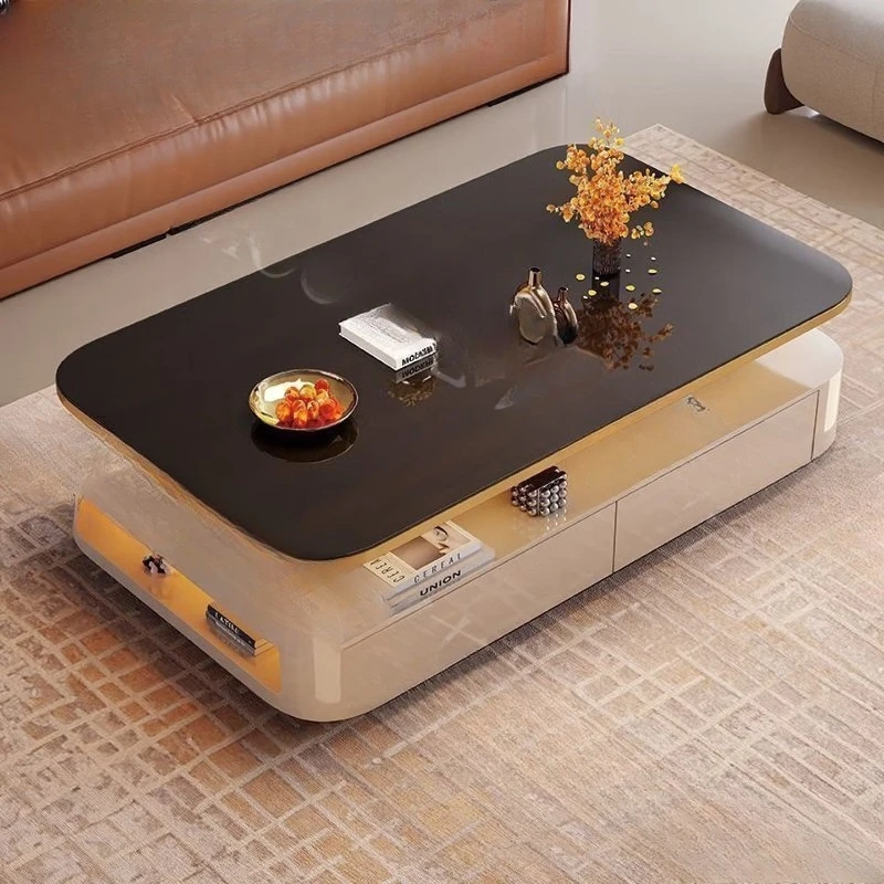 

Modern light luxury rock slab, luxurious simple new model, household glass surface coffee table