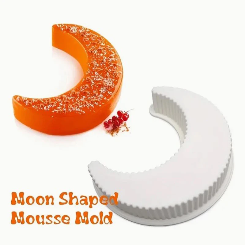 1pc Eid Mubarak Moon Shape Silicone Cake Mold Dessert Mousse Ramadan Cake Chocolate Candy Pastry Baking Mould Bakeware