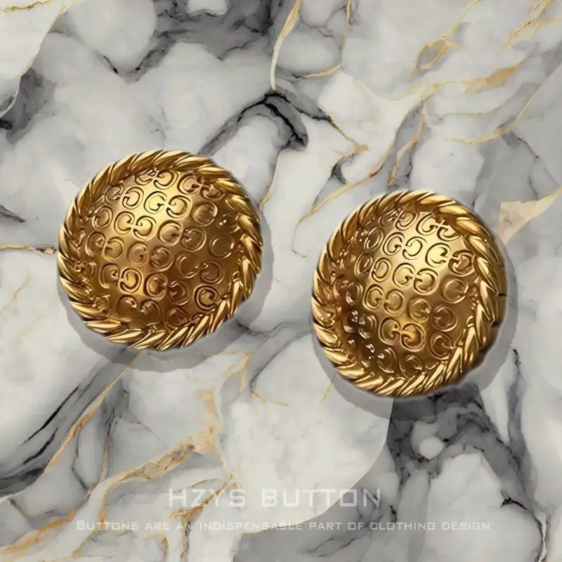 HZYS 6pcs Fashion Luxurious Design Gold Letter GG Buttons for Clothing Metal Jacket Buttons Sewing Material Sewing Accessories