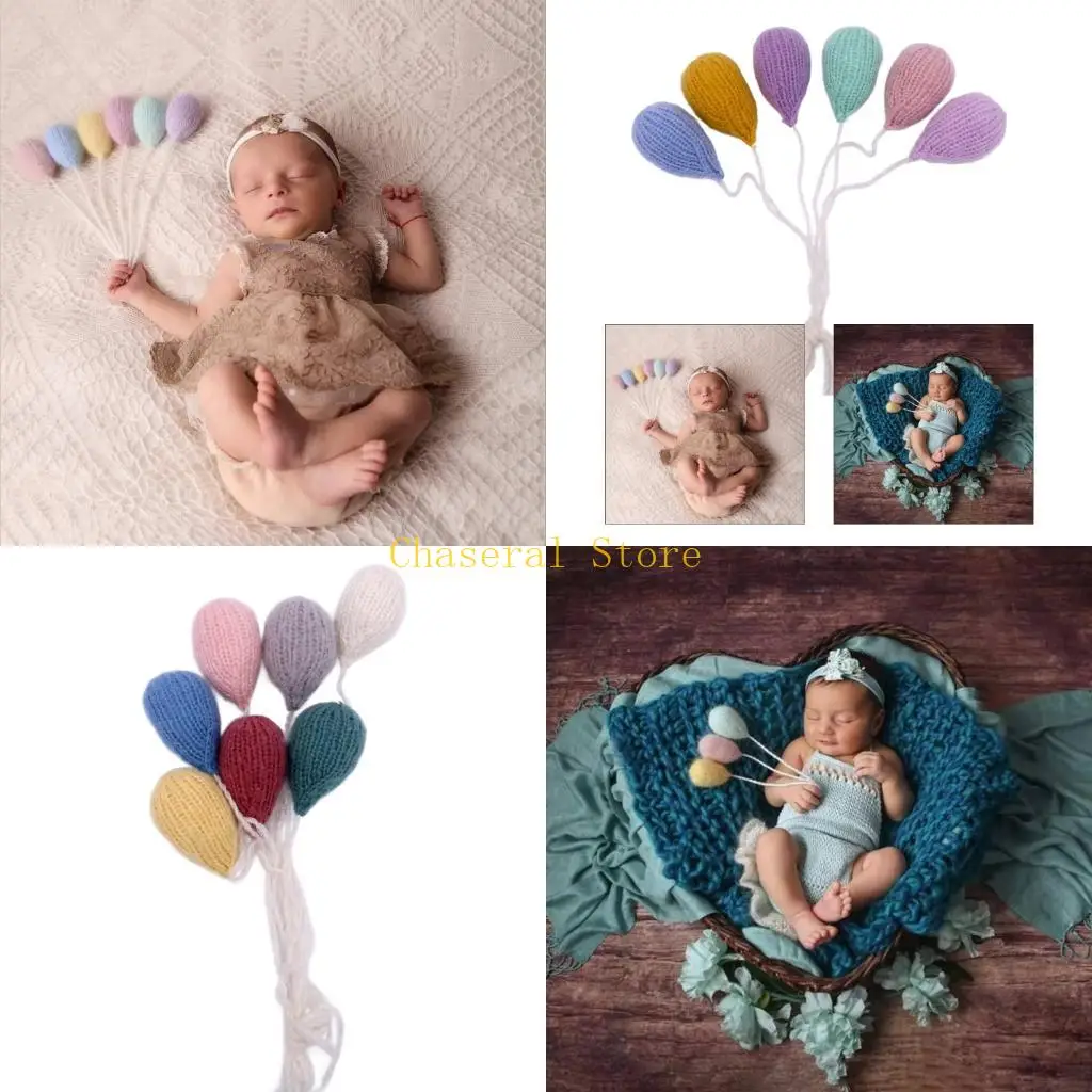 E7CE Baby Photo Backdrop Party Decorations Newborn Photoshooting Props Knit Balloons