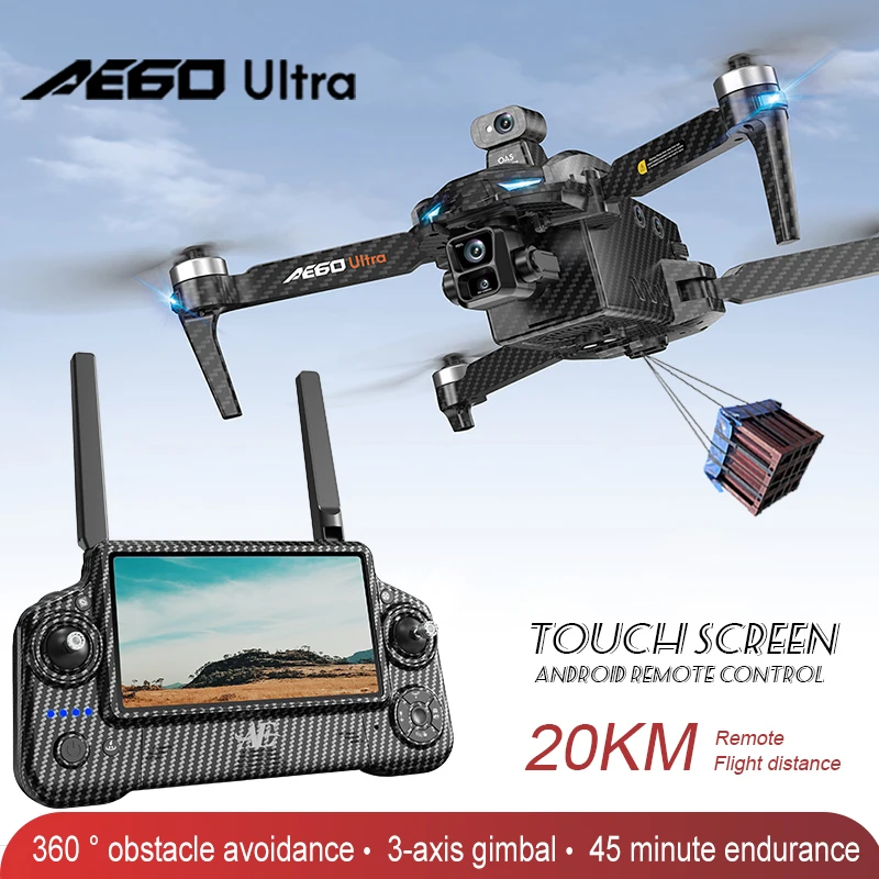 Nieuwe AE60 Profesional GPS Drone Met 8K Camera 3-As Gimbal 5G WiFi Borstelloze RC Quadcopter Schermbediening Airdrop Beveiliging Dron