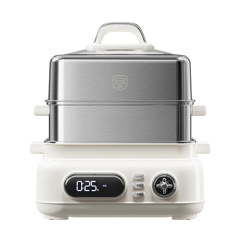 All stainless steel retro electric steamer, household multi-functional cooking pot, multi-layer electric cooking pot
