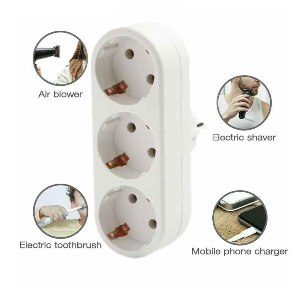 Extension Plug EU Electrical Socket European Standard Expansion Power Adapter Multi-Plug European Converter Adaptor Wall Outlet