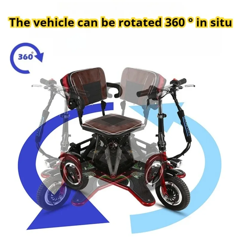 Elderly Fold Leisure Electric Scooter Mini Portable Disabled Electric Tricycle Removable Lithium Battery Adult Mobility Scooter