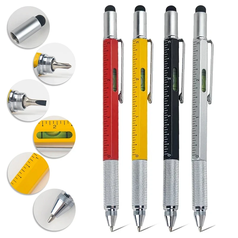 Multifunction Ballpoint Pen With Modern Handheld Tool Measure Technical Ruler Screwdriver Touch Screen Stylus Spirit Level tools
