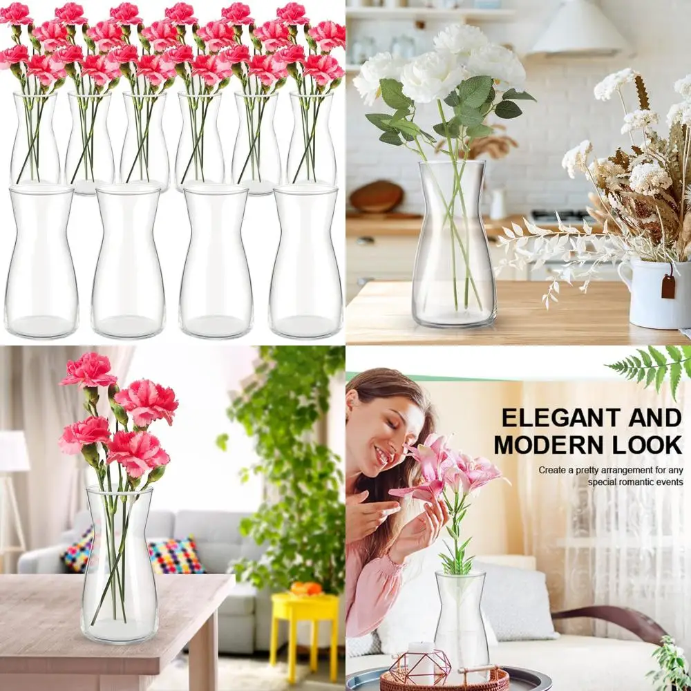 

Set of 10 8-inch Clear Glass Vases for Bohemian Centerpieces, Rustic Decor, Weddings, and Gifts