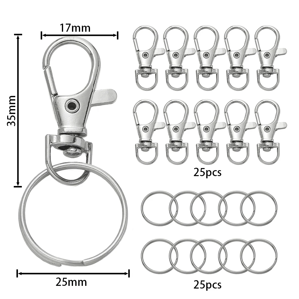 50pcs Swivel Snap Hooks with Key Rings