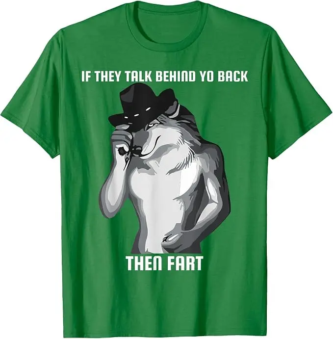Wenn Sie hinter Ihrem Rücken reden, dann ist das ein lustiges, humorvolles T-Shirt mit einem Furz-Meme. Y2k Herrenmode, grafisches Oberteil, neuartiges Kurzarm-T-Shirt. – Detail 8