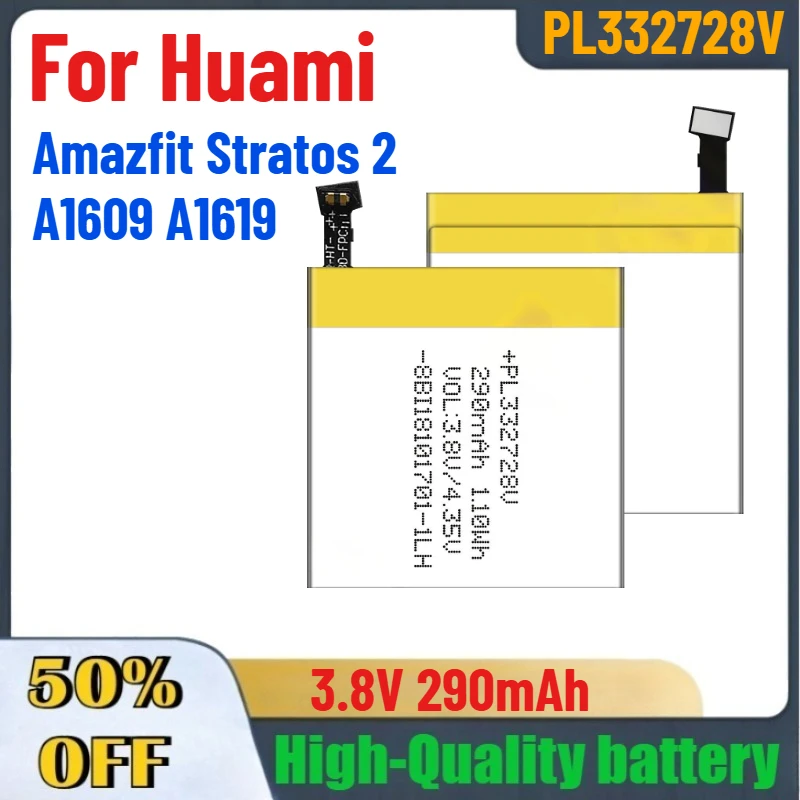 

3.8V 290mAh PL322728H PL332728V Battery for Huami Amazfit Stratos 2 A1609 A1619