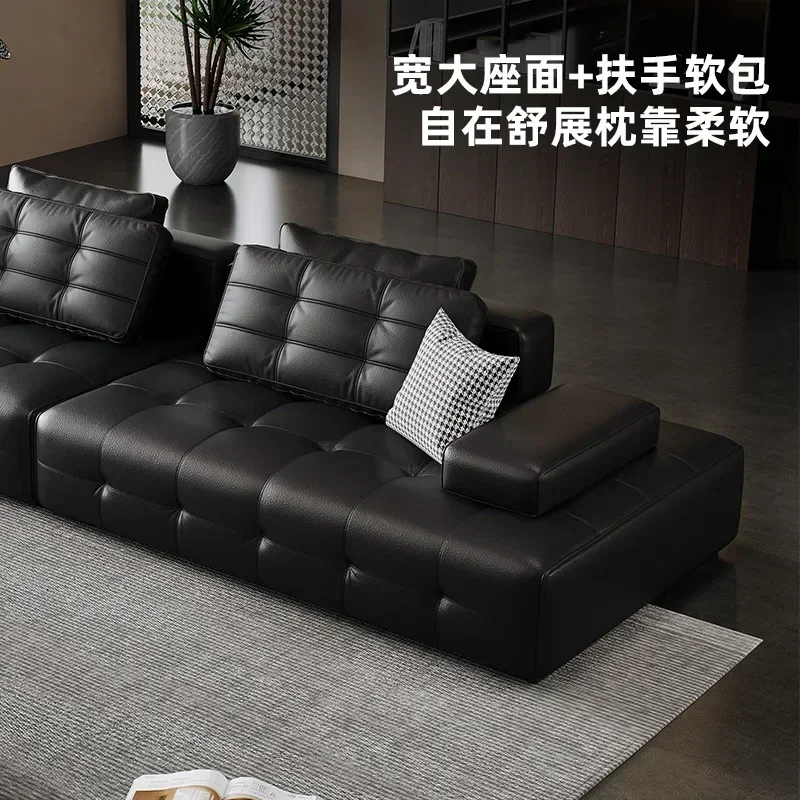 Italian minimalist first-layer cowhide sofa villa living room large apartment high-end all-leather Lawrence sofa
