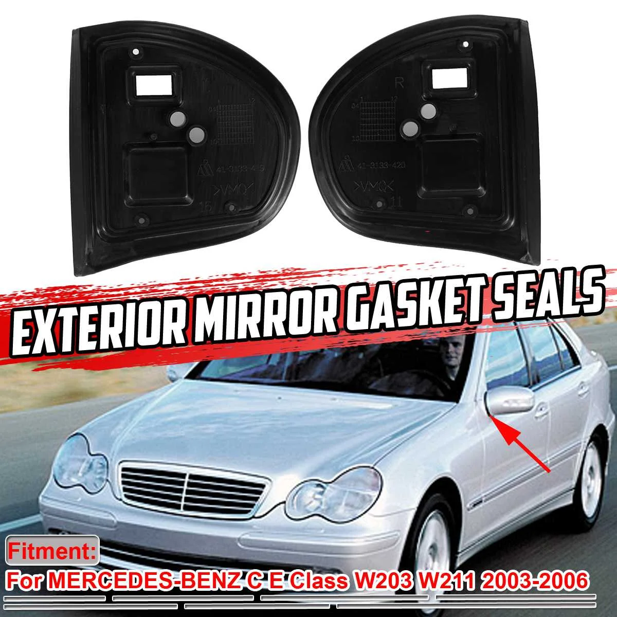 A Pair Car Exterior Door Mirror Gasket Side Mirror Seals Cover For Mercedes For Benz W203 W211 C E Class 2003-2006 2038103716