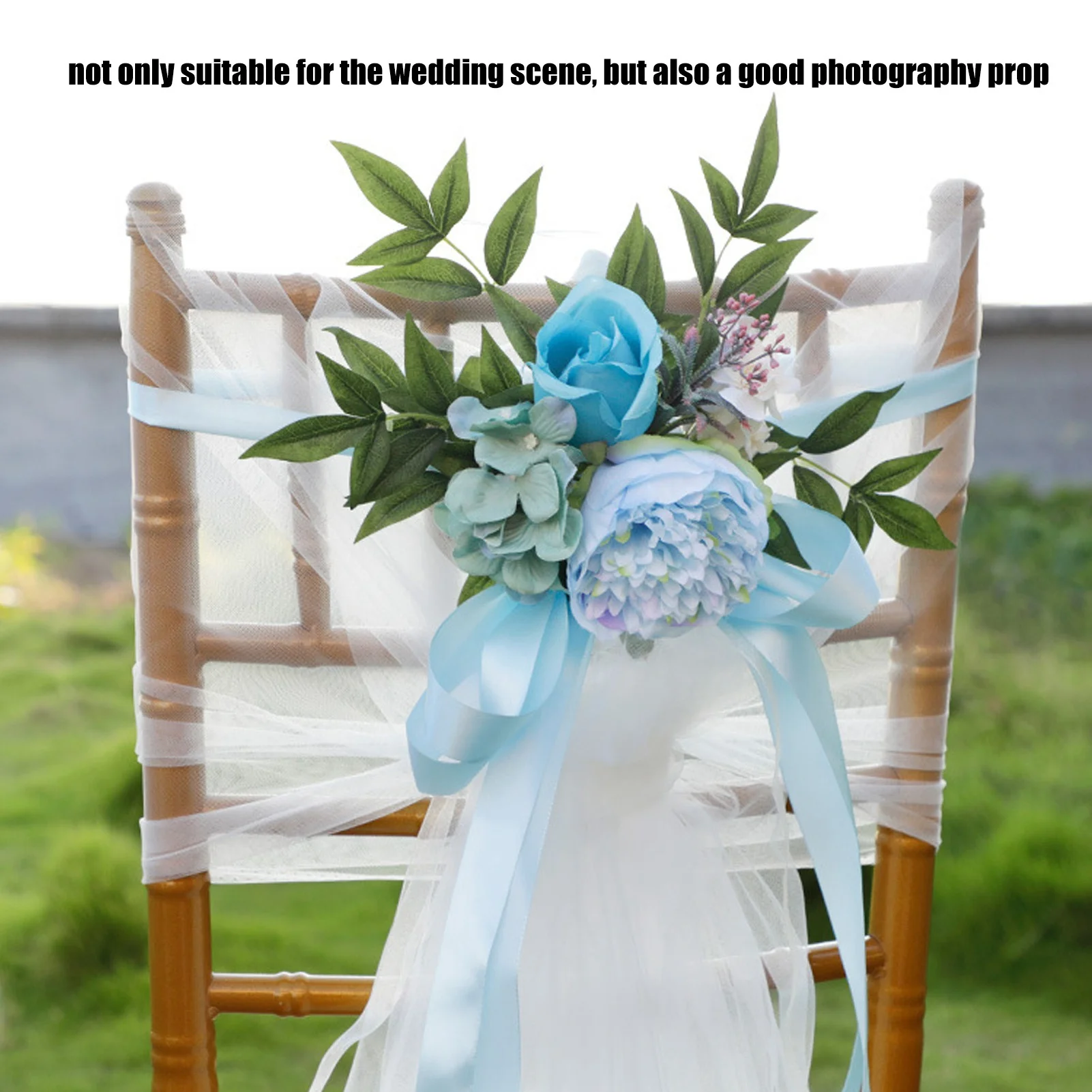 Wedding Chair Back Flowers Artificial Prevent Fading Weddings Chair Decorations For Ceremony Party Photography Props