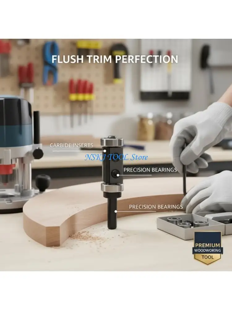 L8RC Double Bearing Trimming Cutter Replaceable Head Alloy Milling Tool For Woodworking