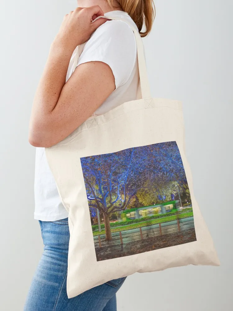 Melbourne tram at night Tote Bag bags luxury women bags for women Customizable tote bag
