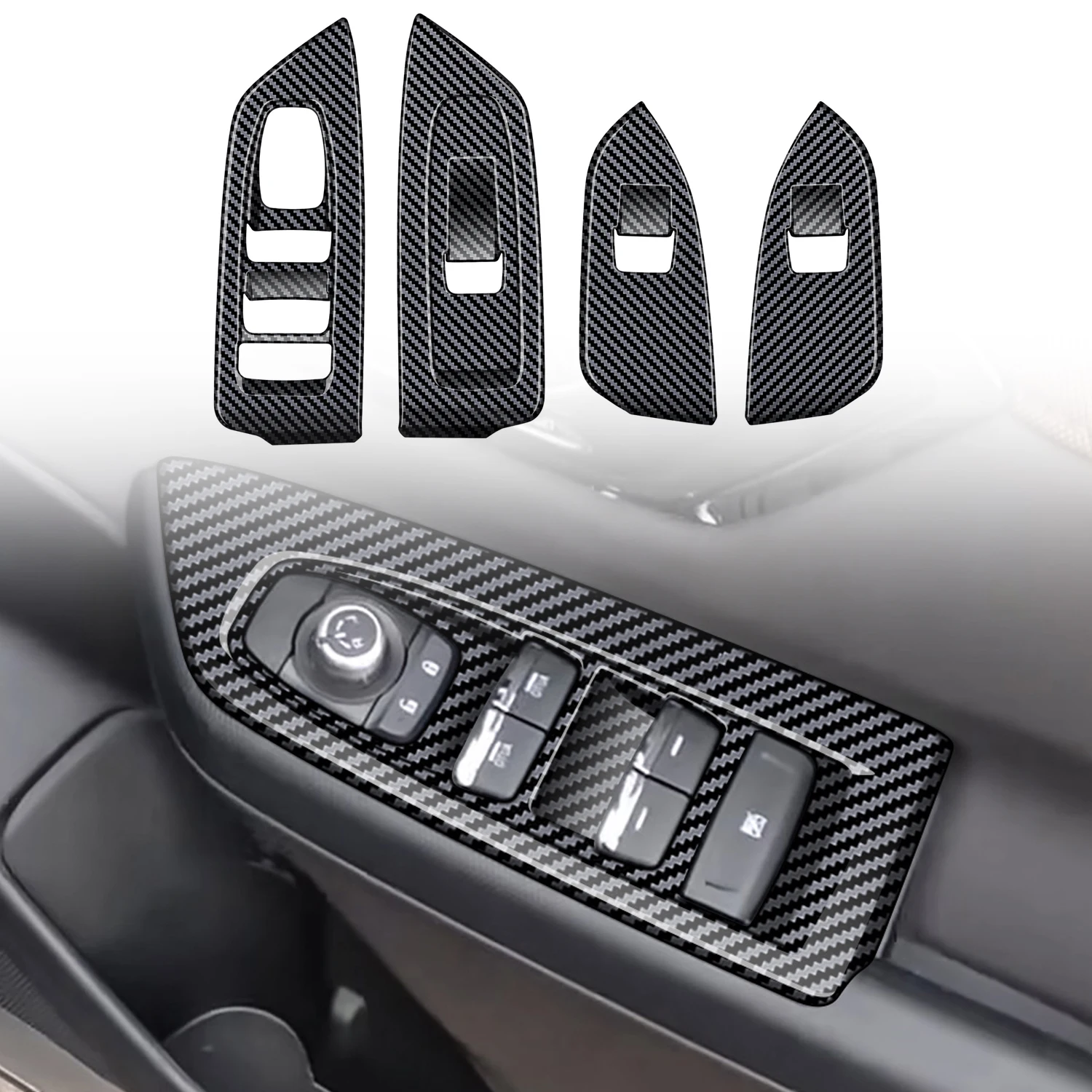 

for Subaru Forester SL 2025 ABS Window Switch Panel Cover Trim Carbon Fiber Interior Door Panel Decoration Sticker